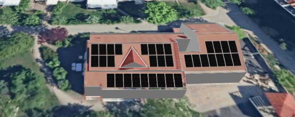 Solcellspaneler på gårdshus